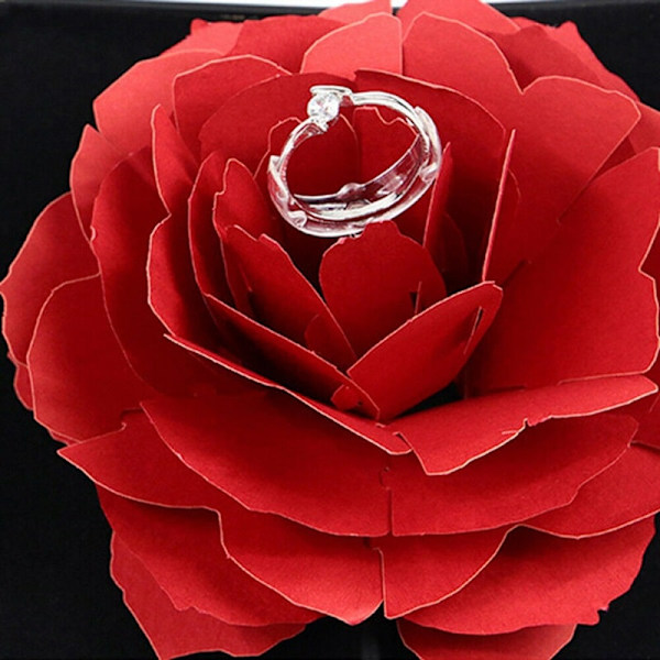 Ringask med 3D Ros i papper - Rosa Rosa