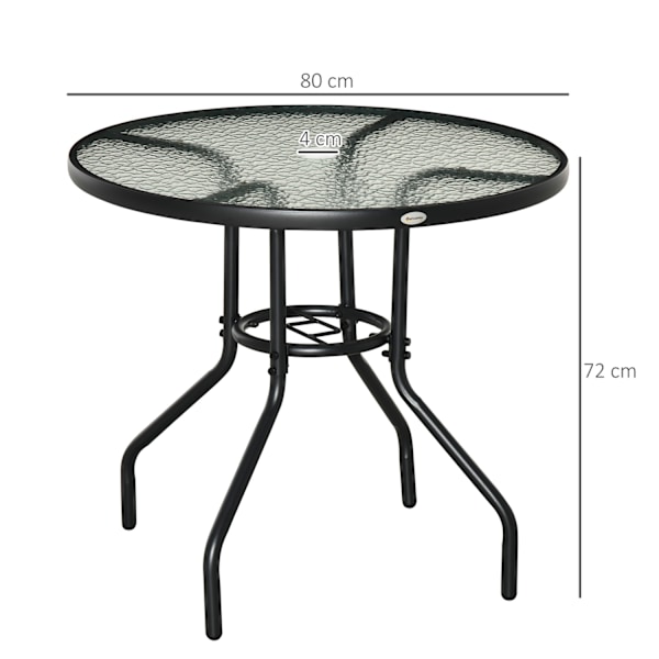Svart Bistrobord Ø80 cm med Paraplyhål