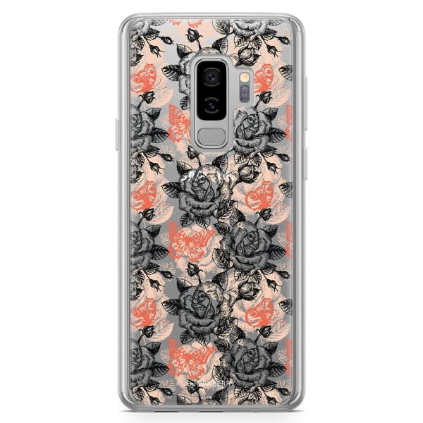 Bjornberry Skal Hybrid Samsung Galaxy S9+ - Fjärilar & Rosor