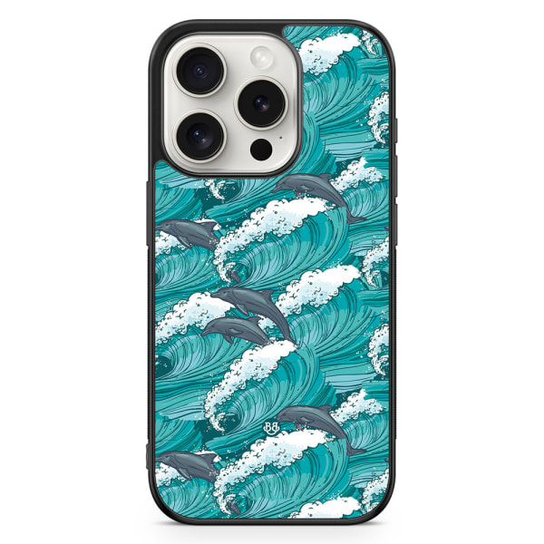 Bjornberry Skal iPhone 15 Pro - Vågor & delfiner