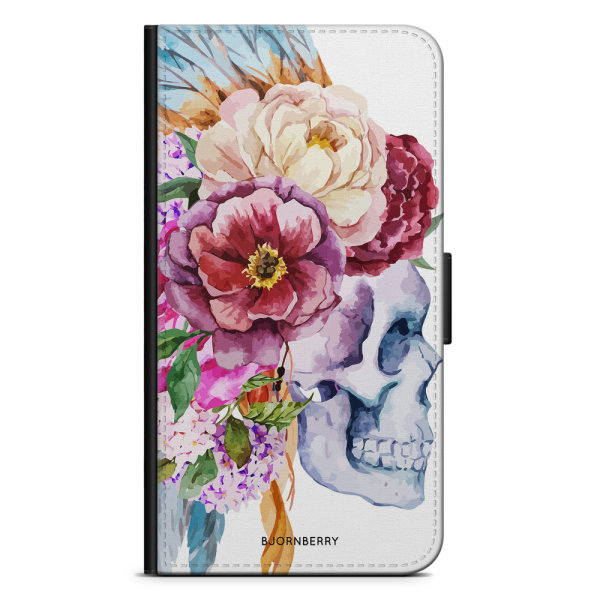 Bjornberry Plånboksfodral Sony Xperia XA1 - Dödskalle Blommor