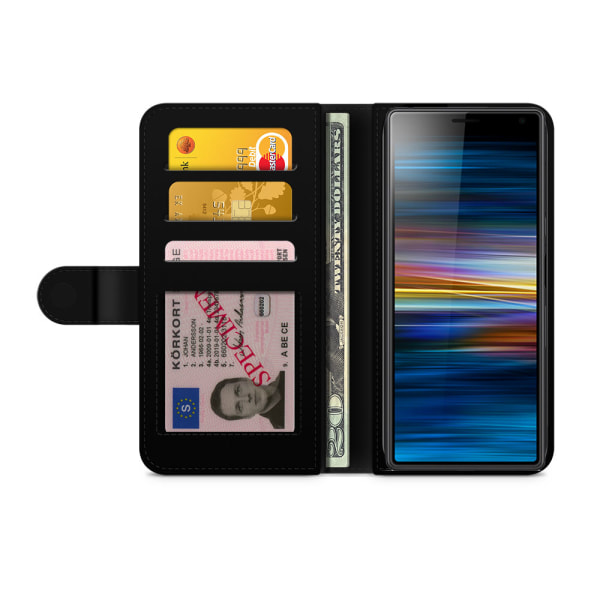Bjornberry Plånboksfodral Sony Xperia 10 - Blå Retromönster