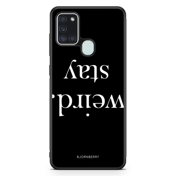 Bjornberry Skal Samsung Galaxy A21s - STAY WEIRD Vit