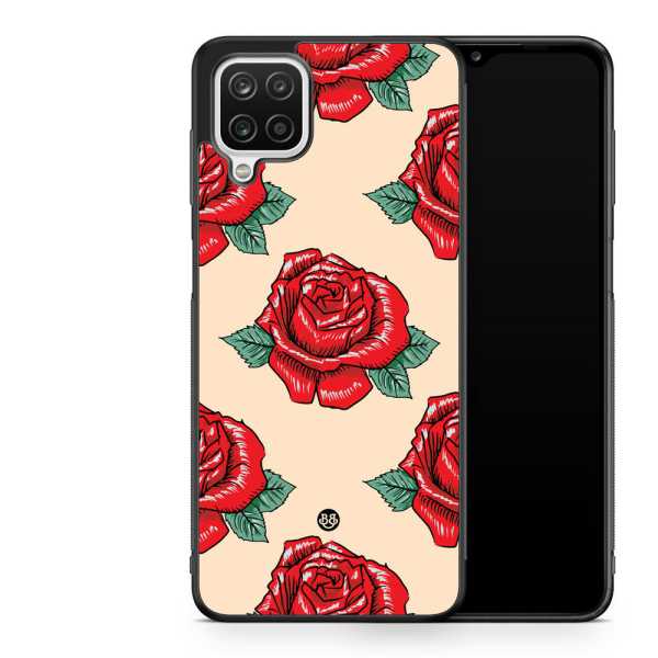 Bjornberry Skal Samsung Galaxy A12 -Rosor Mönster