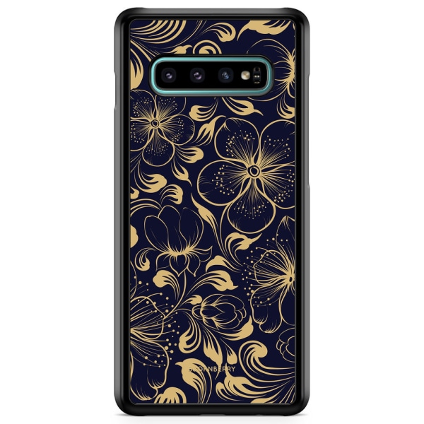Bjornberry Skal Samsung Galaxy S10 Plus - Mörkblå Blommor