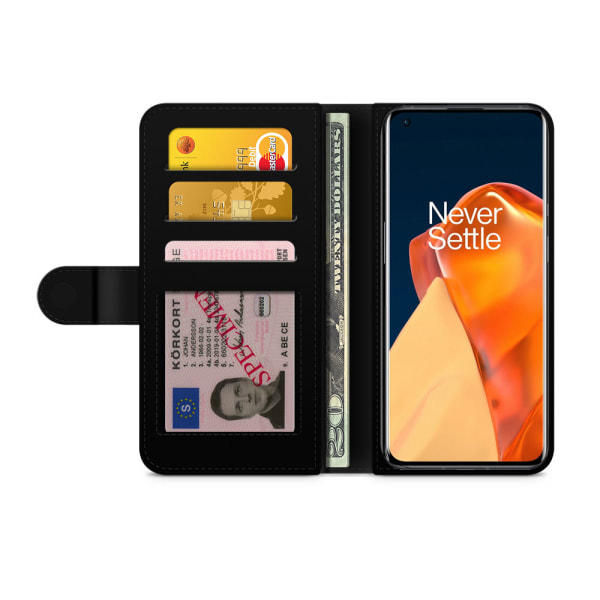Bjornberry Plånboksfodral OnePlus 9 Pro - Orange/Röda Löv