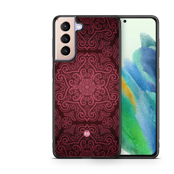 Bjornberry Skal Samsung Galaxy S21 FE 5G - Röd Retromönster