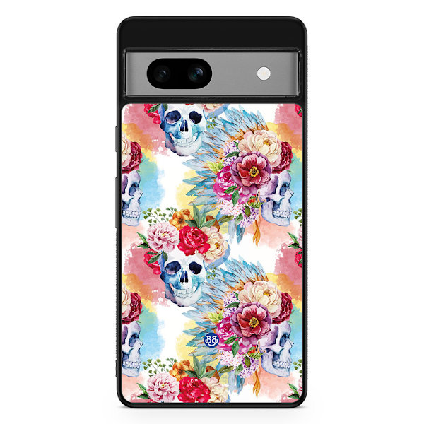 Bjornberry Google Pixel 7a Skal - Dödskallar & Blommor