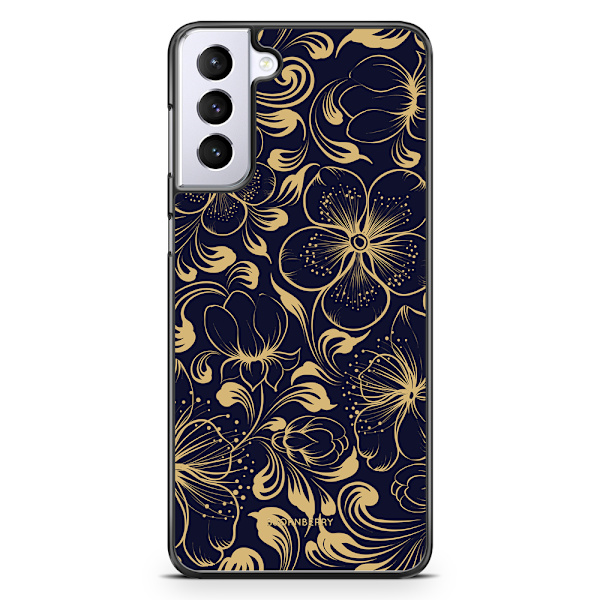 Bjornberry Skal Samsung Galaxy S21 Plus - Mörkblå Blommor