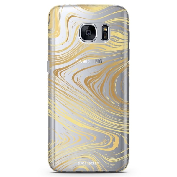Bjornberry Samsung Galaxy S6 Edge TPU Skal -Guld Marmor