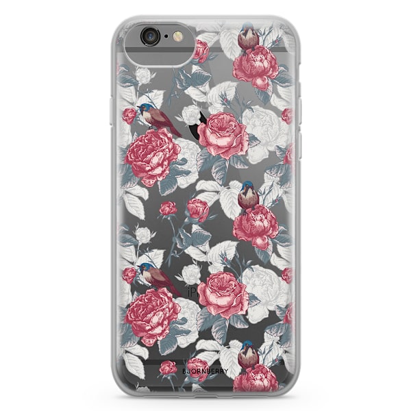 Bjornberry Skal Hybrid iPhone 6/6s - Rosor & Fåglar