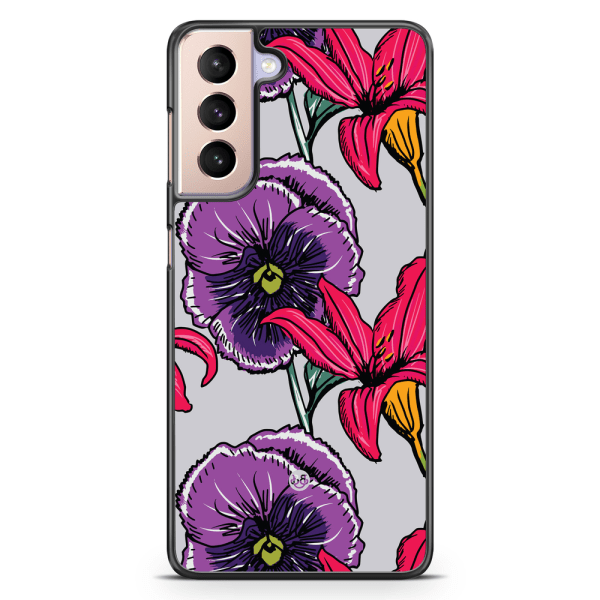 Bjornberry Skal Samsung Galaxy S21 - Lila/Cerise Blomster