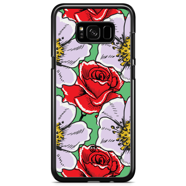 Bjornberry Skal Samsung Galaxy S8 Plus - Rött & Vitt Blomster