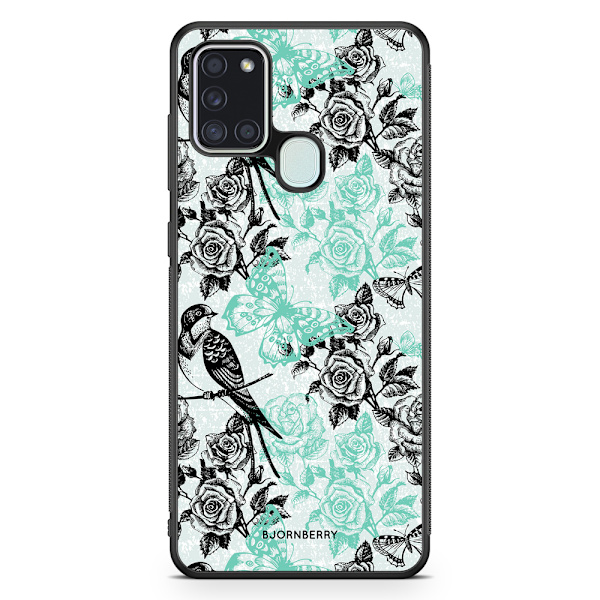 Bjornberry Skal Samsung Galaxy A21s - Fåglar & Rosor