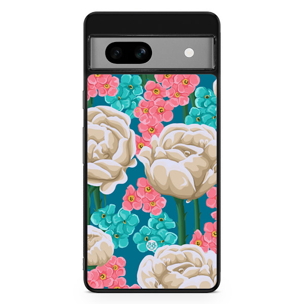 Bjornberry Google Pixel 7a Skal - Sömlöst Vita Rosor