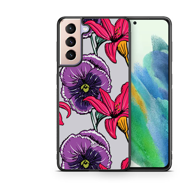 Bjornberry Skal Samsung Galaxy S21 FE 5G - Lila/Cerise Blomster
