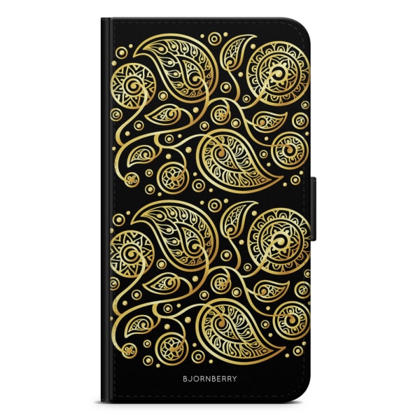 Bjornberry Plånboksfodral iPhone 13 Pro - Guld Blommor