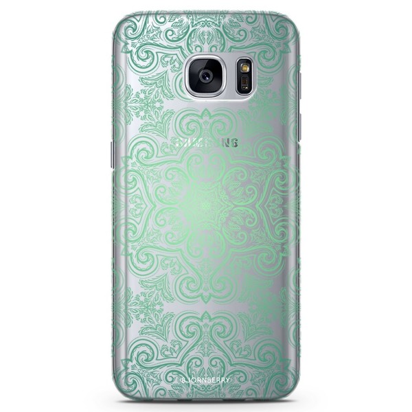 Bjornberry Samsung Galaxy S6 Edge TPU Skal -Grön Retromönster