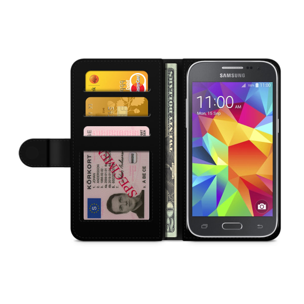 Bjornberry Fodral Samsung Galaxy Core Prime-Lila/Cerise Blomster