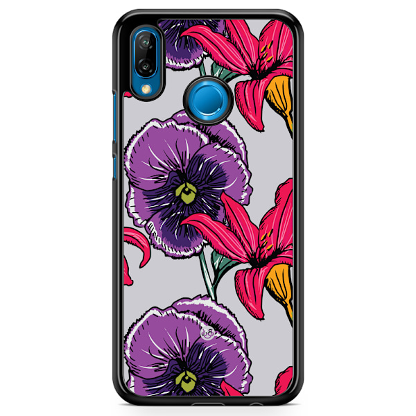 Bjornberry Skal Huawei P20 Lite - Lila/Cerise Blomster