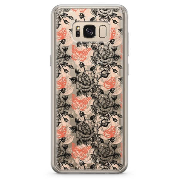 Bjornberry Skal Hybrid Samsung Galaxy S8 - Fjärilar & Rosor