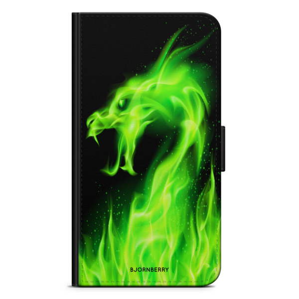 Bjornberry Plånboksfodral Google Pixel 4A - Grön Flames Dragon