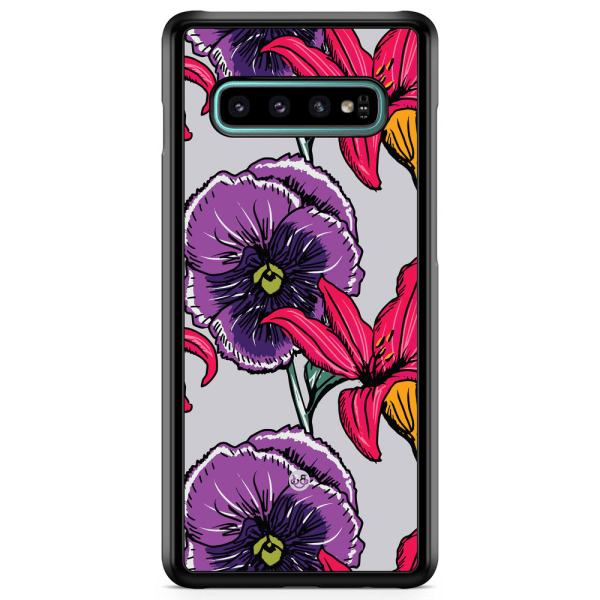 Bjornberry Skal Samsung Galaxy S10 Plus - Lila/Cerise Blomster