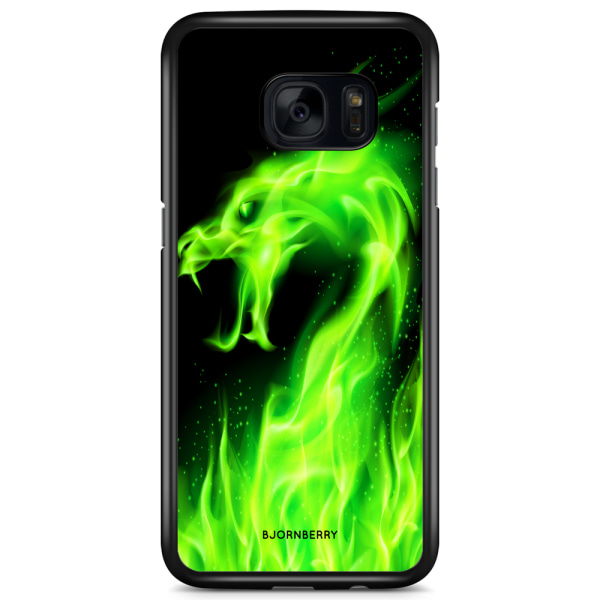 Bjornberry Skal Samsung Galaxy S7 Edge - Grön Flames Dragon