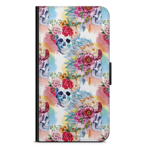 Bjornberry Plånboksfodral iPhone 13 Mini - Dödskallar & Blommor