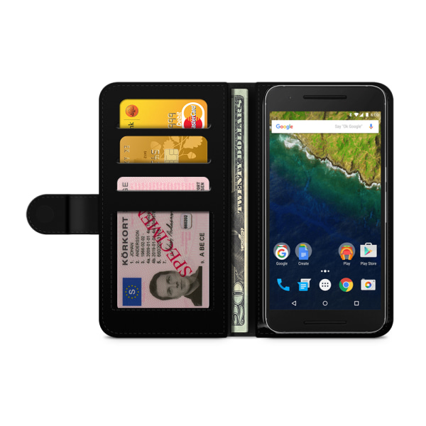 Bjornberry Plånboksfodral Huawei Nexus 6P - Grön/orange 70-tal