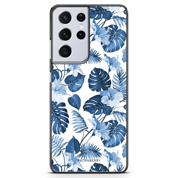 Bjornberry Skal Samsung Galaxy S21 Ultra - Blå Blommor