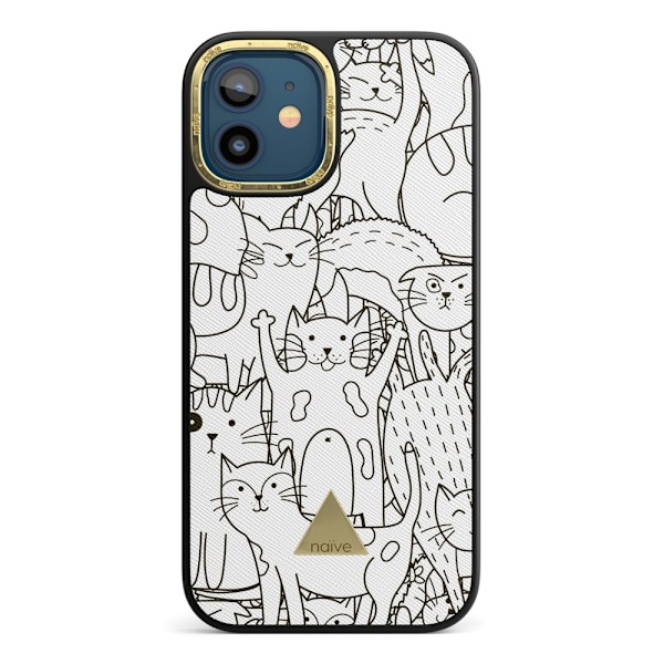 Naive iPhone 12 Skal - Cat Doodles
