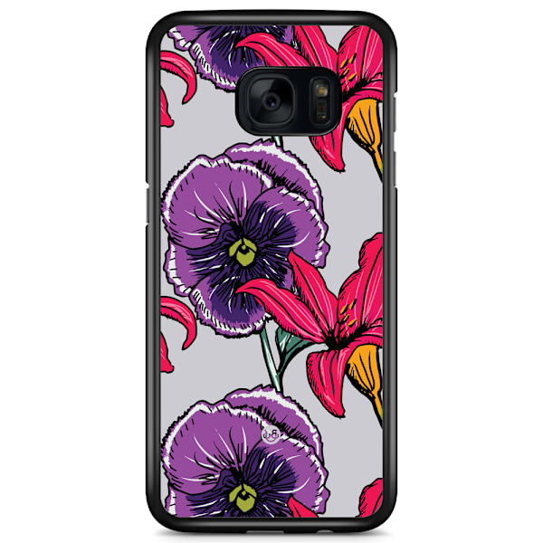 Bjornberry Skal Samsung Galaxy S7 - Lila/Cerise Blomster