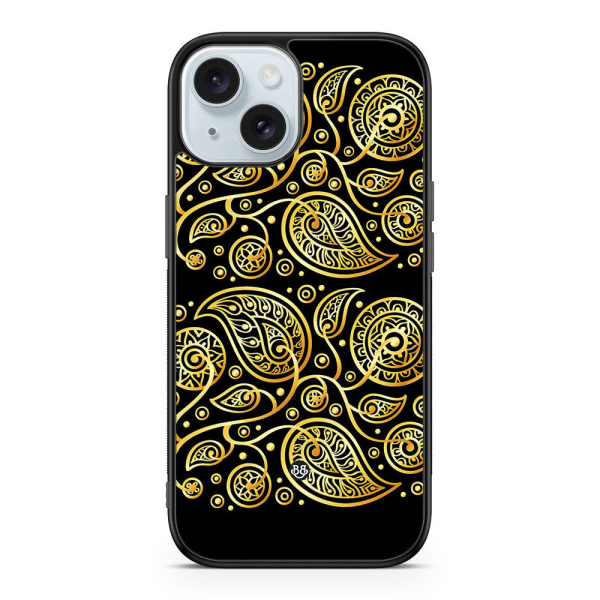 Bjornberry Skal iPhone 15 - Guld Blommor