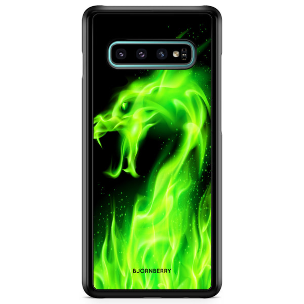 Bjornberry Skal Samsung Galaxy S10 Plus - Grön Flames Dragon