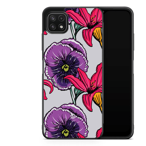 Bjornberry Skal Samsung Galaxy A22 5G -Lila/Cerise Blomster