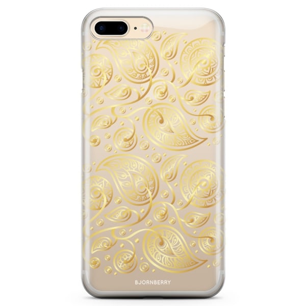 Bjornberry iPhone 7 Plus TPU Skal - Guld Blommor