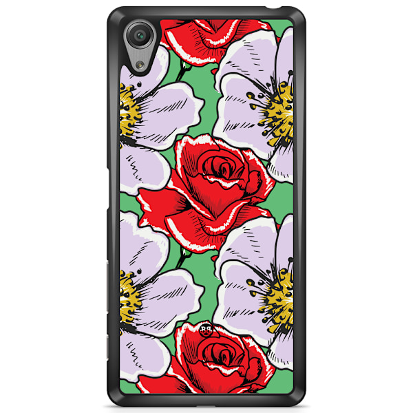 Bjornberry Skal Sony Xperia L1 - Rött & Vitt Blomster