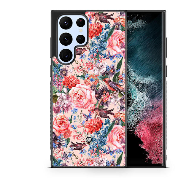 Bjornberry Skal Samsung Galaxy S22 Ultra 5G-Fåglar & Blommor