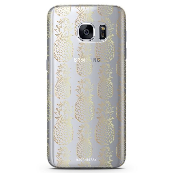 Bjornberry Samsung Galaxy S6 Edge TPU Skal -Guldiga Ananas