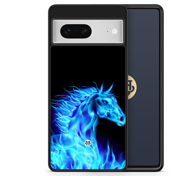 Bjornberry Skal Google Pixel 7 - Flames Horse Blå