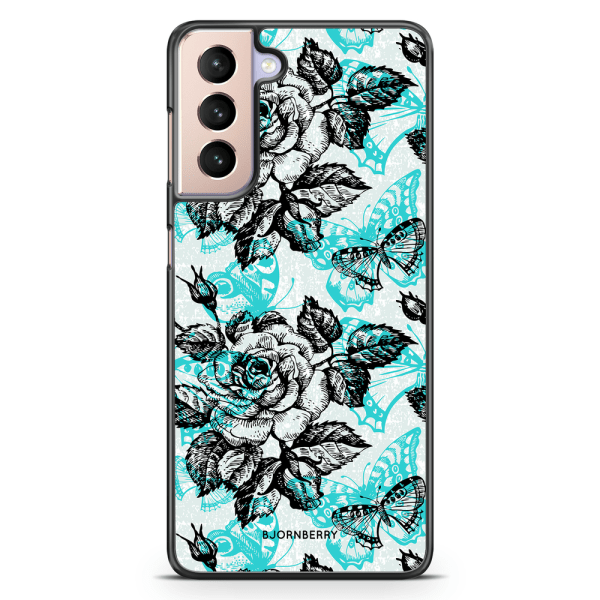 Bjornberry Skal Samsung Galaxy S21 - Fjärilar & Rosor
