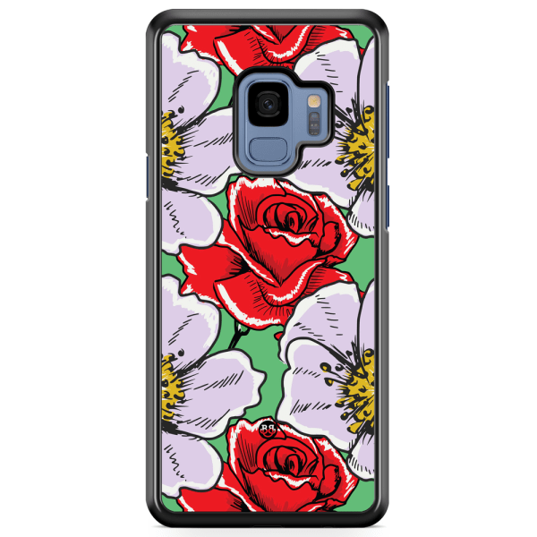 Bjornberry Skal Samsung Galaxy A8 (2018) - Rött & Vitt Blomster