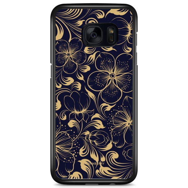 Bjornberry Skal Samsung Galaxy S7 Edge - Mörkblå Blommor