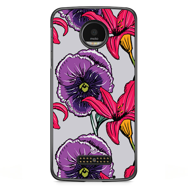 Bjornberry Skal Motorola Moto Z - Lila/Cerise Blomster