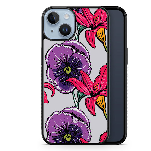 Bjornberry Skal iPhone 14 Plus - Lila/Cerise Blomster