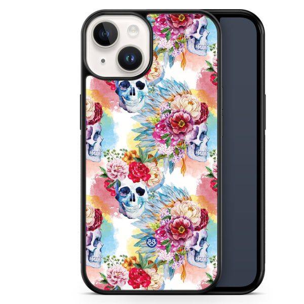 Bjornberry Skal iPhone 14 -Dödskallar & Blommor