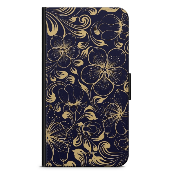 Bjornberry Plånboksfodral iPhone 8 Plus - Mörkblå Blommor
