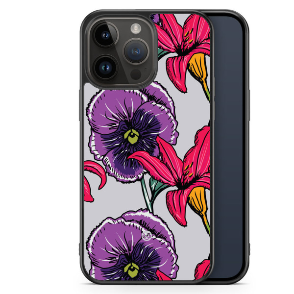 Bjornberry Skal iPhone 14 Pro Max - Lila/Cerise Blomster