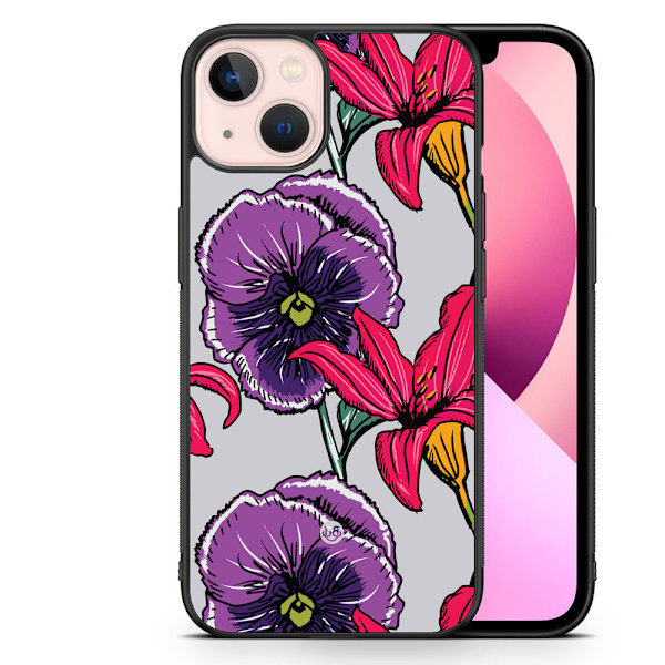 Bjornberry Skal iPhone 13 - Lila/Cerise Blomster